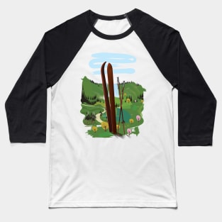 Ski travel landscape Baseball T-Shirt